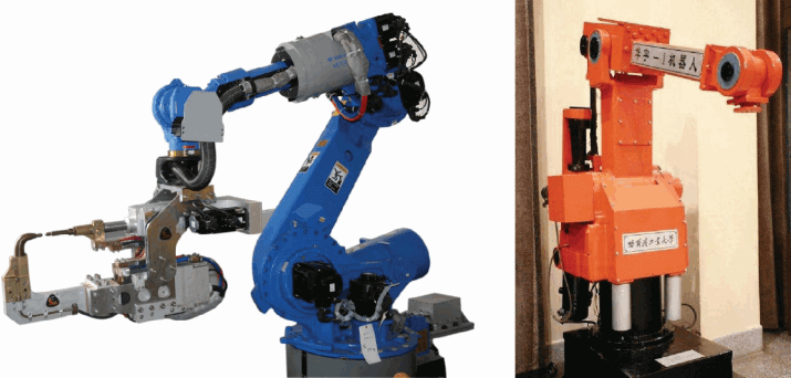 图2-2 点焊机器人（左）和弧焊机器人（右）