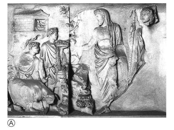 西南侧浮雕：埃涅阿斯向珀那忒斯神奉献牺牲