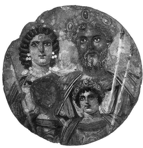 塞维鲁一家的肖像</p><p>（左下方盖塔的面部后来被卡拉卡拉削去了）