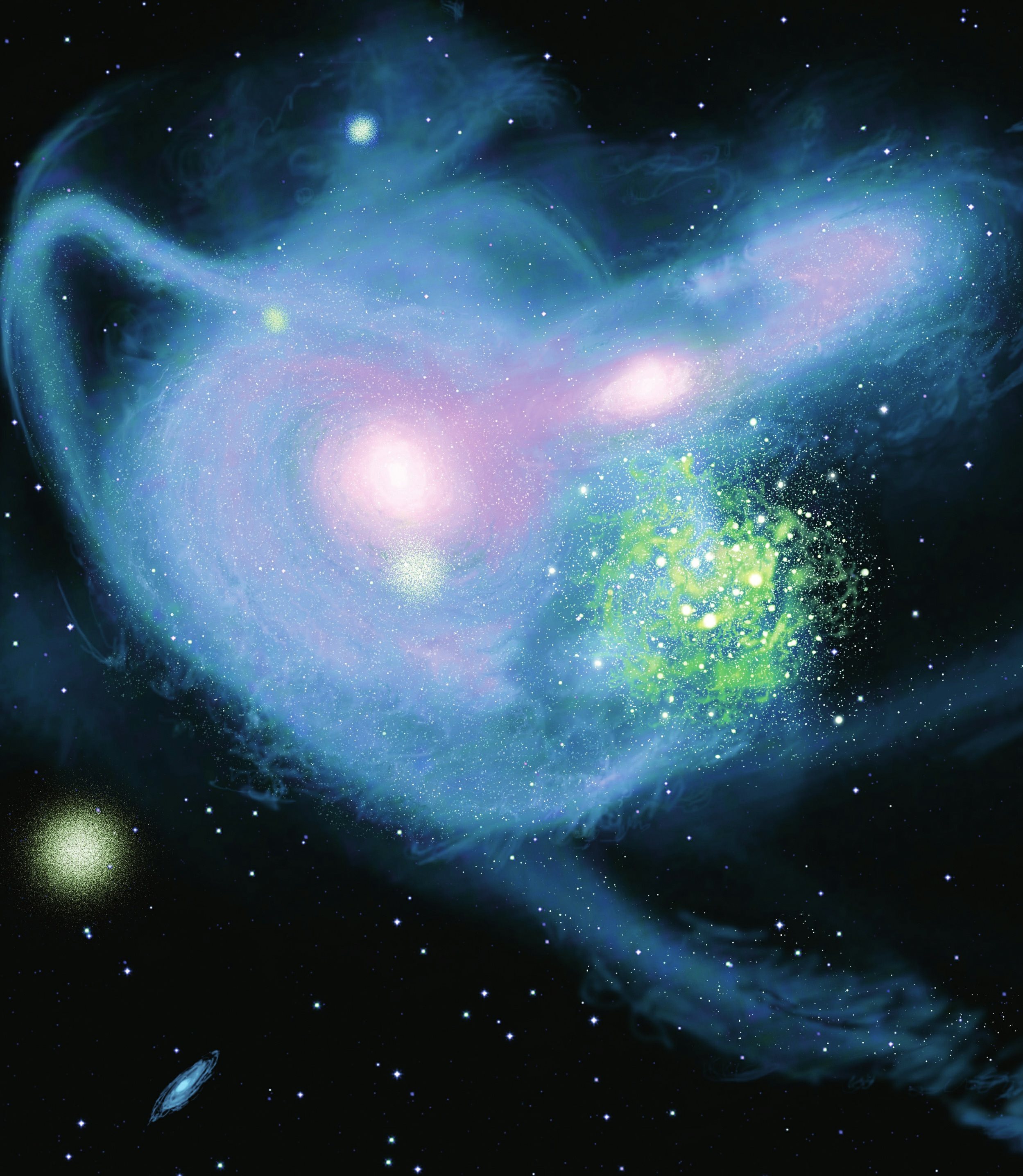 星系与恒星潮汐流的冲撞