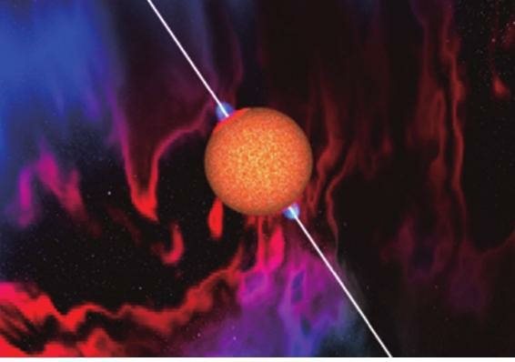 中子星从两个磁极发出射电脉冲