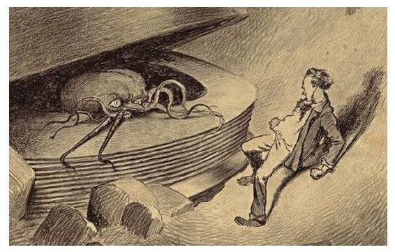 科幻作家H.G.威尔斯（H. G. Wells）的小说《世界大战》（1906年出版）里的插图[阿尔维姆·科雷亚（Alvim Corrêa）绘]