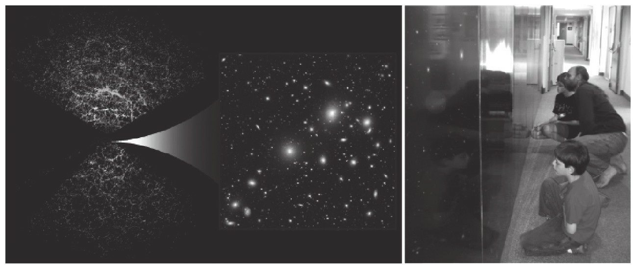 普林斯顿大学天文学系里，有一整面墙都用SDSS的一小块天图来装饰