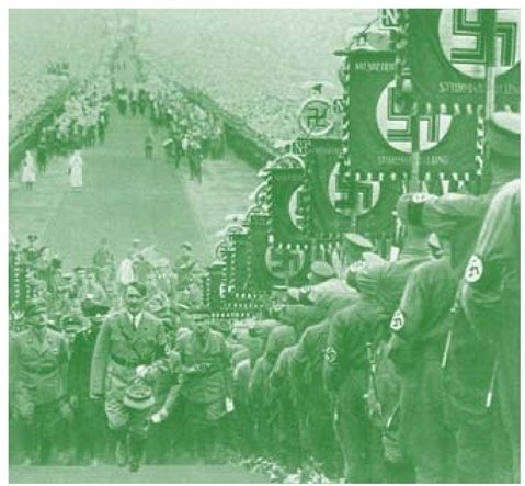 1933年1月30日，法西斯独裁统治者希特勒走上纳粹党卫军大会