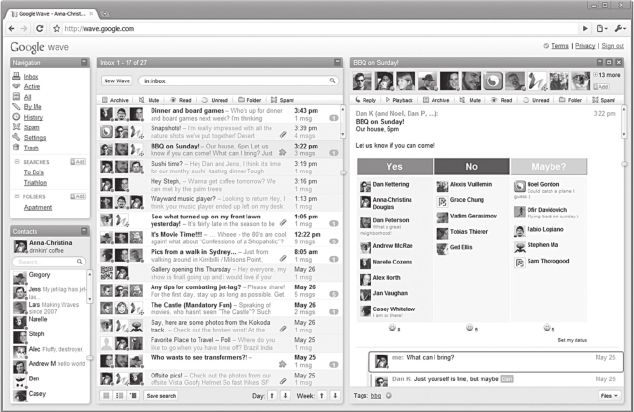 大约2009年时谷歌波浪及其创新性界面一览
