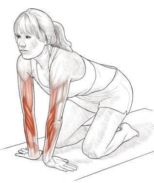 变化动作：尺侧腕偏向肌和伸肌拉伸