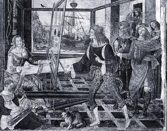 平图里乔画中被追求者包围的珀涅罗珀