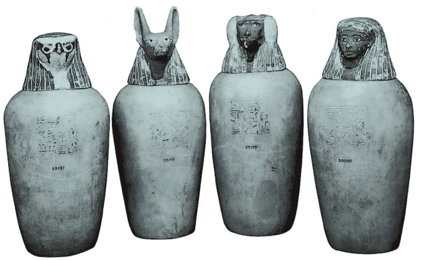 荷鲁斯的四个儿子保护着存放在丧葬罐中的死者内脏