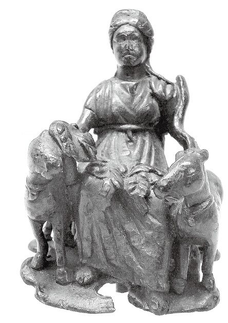 威尔谢尔郡不知名地点发现的马之女神爱珀娜青铜塑像