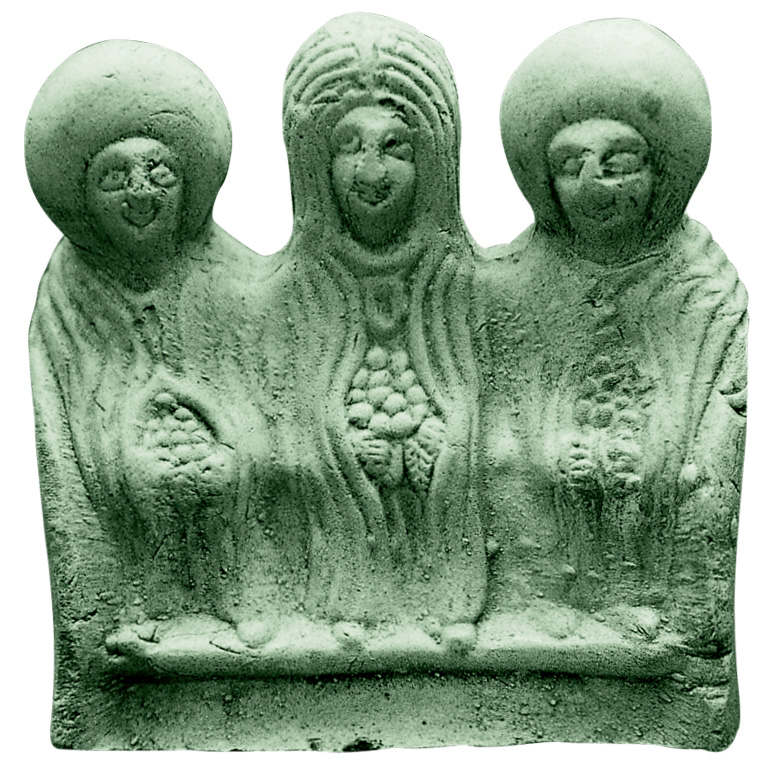 白黏土制成的莱茵地区三位一组女神小雕像，发现于德国波恩