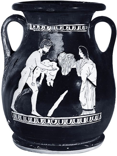 得伊阿尼拉将那件致命的上衣递给赫拉克勒斯