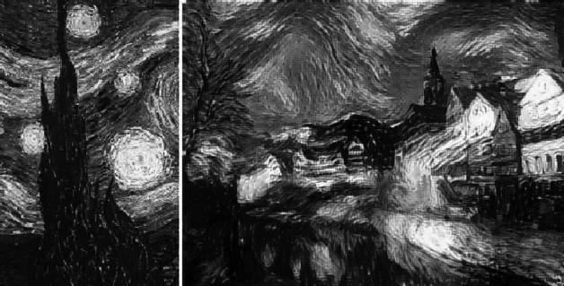 用凡·高名画《星空》风格画的北欧城市